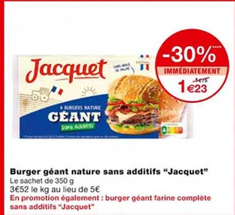 Burger Géant Nature Sans Additifs "jacquet"