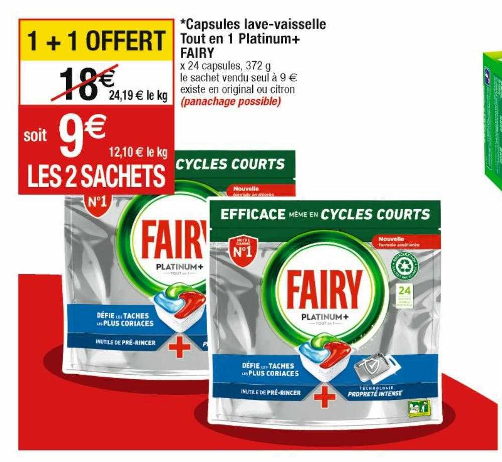 capsules lave-vaisselle tout en 1 platinum+ fairy