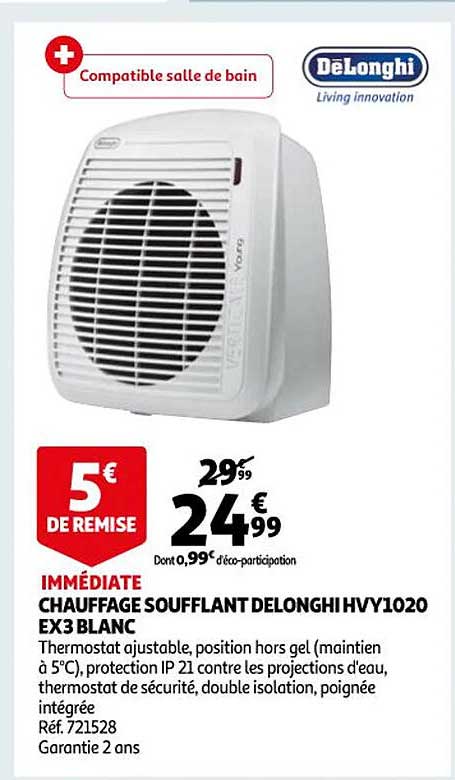 Chauffage Soufflant Dëlonghi Hvy1020 Ex3 Blanc
