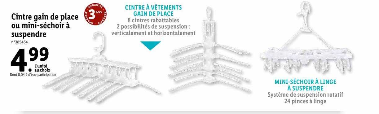 cintre gain de place ou mini-séchoir à suspendre