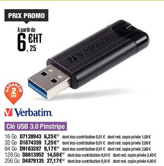 clé usb 3.0 pinstripe verbatim