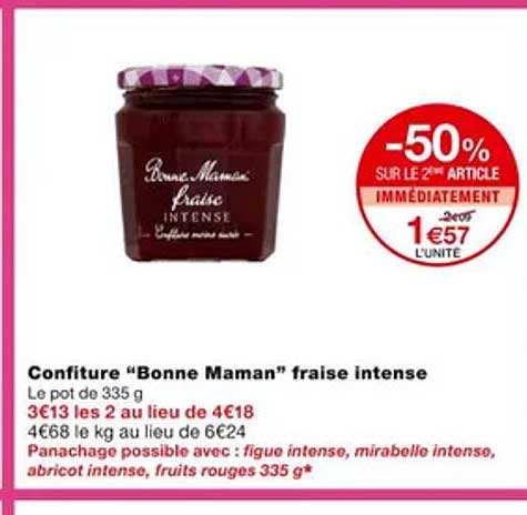 confiture "bonne maman" fraise intense