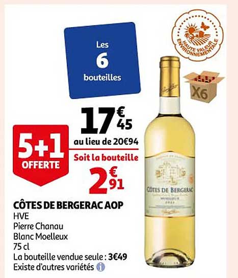côtes de bergerac aop hve pierre chanau blanc moelleux