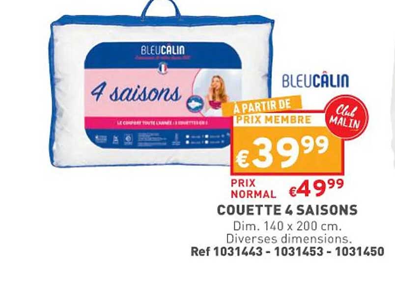 couette 4 saisons bleu câlin