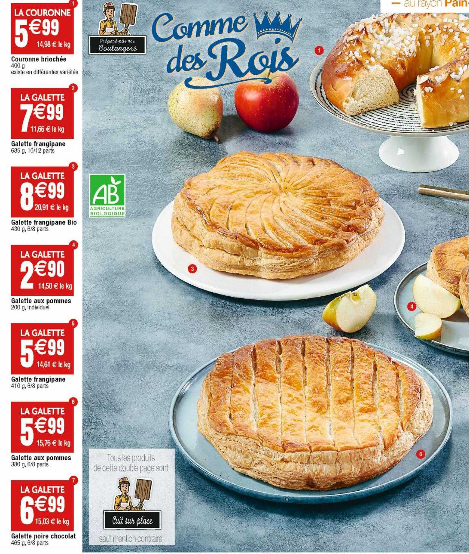 couronne briochée, galette frangipane, galette frangipane bio, galette aux pommes, galette poire chocolat