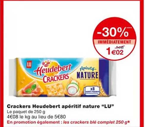 Crackers Heudebert Apéritif Nature "lu"