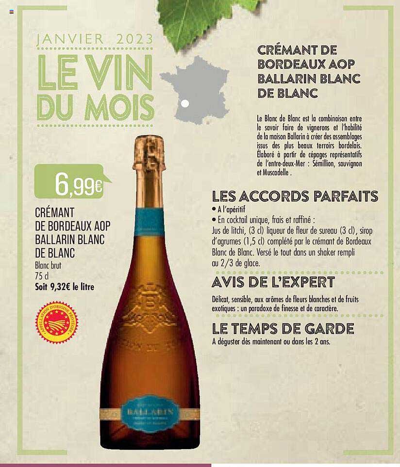 crémant de bordeaux aop ballarin blanc de blanc