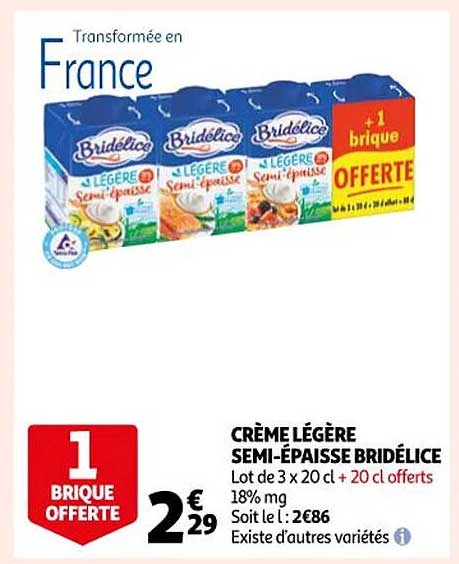 crème légère semi-épaisse bridélice