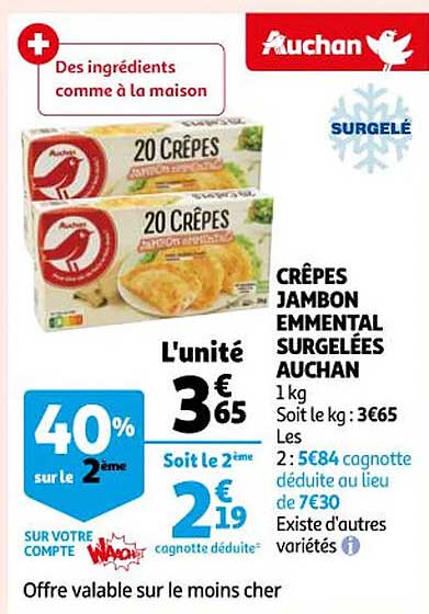Crêpes Jambon Emmental Surgelées Auchan