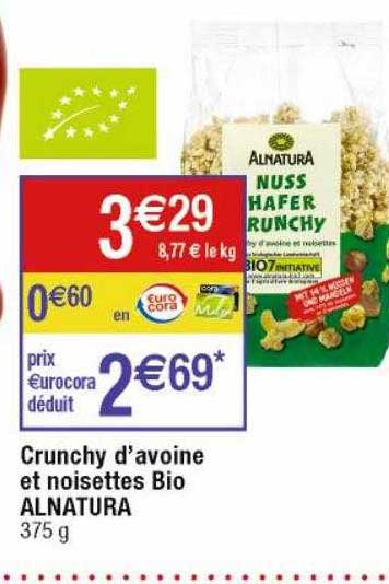 crunchy d'avoine et noisettes bio alnatura