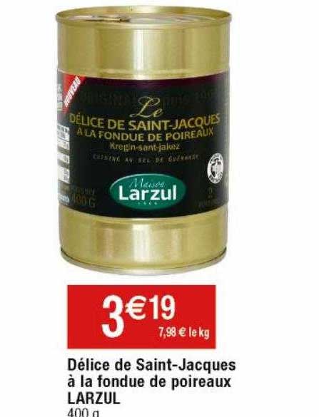 délice de saint-jacques à la fondue de poireaux larzul