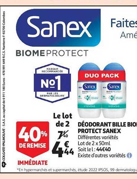 déodorant bille biome protect sanex