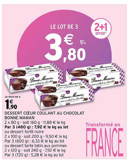 dessert cœur coulant au chocolat bonne maman