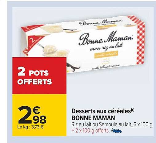 desserts au céréales bonne maman