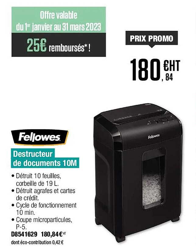 Destructeur De Documents 10m Fellowes