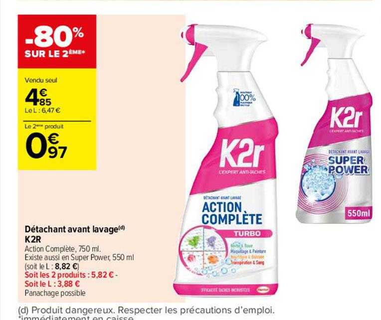détachant avant lavage k2r