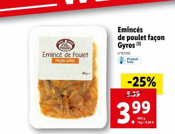 émincés de poulet façon gyros