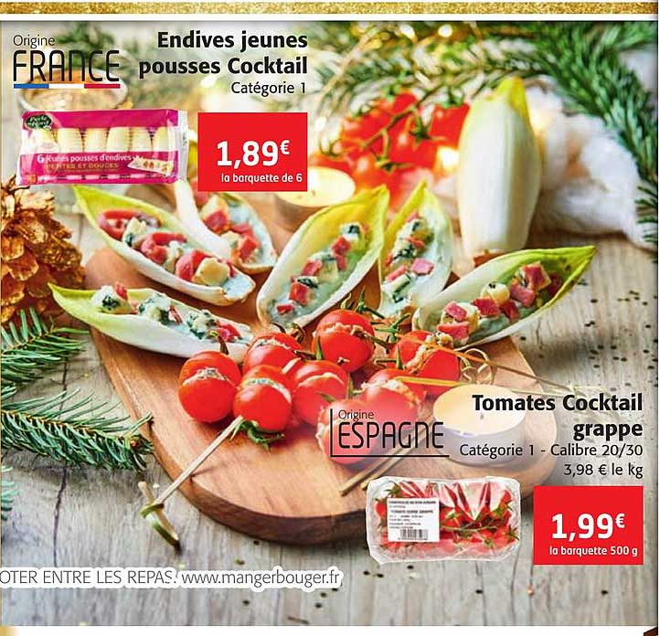 endives jeunes pousses cocktail, tomates cocktail grappe