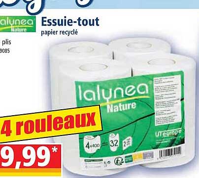 essuie-tout papier recyclé lalynea