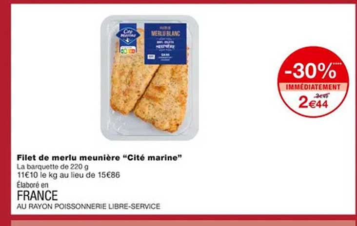 filet de merlu meunière "cité marine"