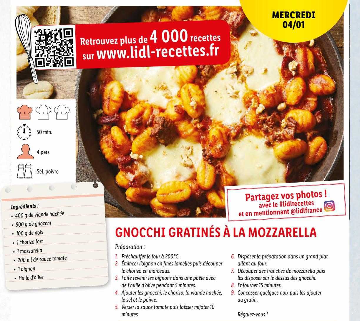 gnocchi gratinés à la mozzarella