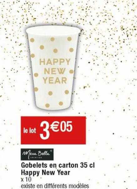 gobelets en carton 35 cl happy new year