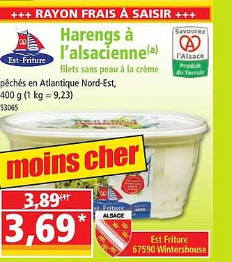 harengs à l'alsacienne filets sans peau à la crème est-friture