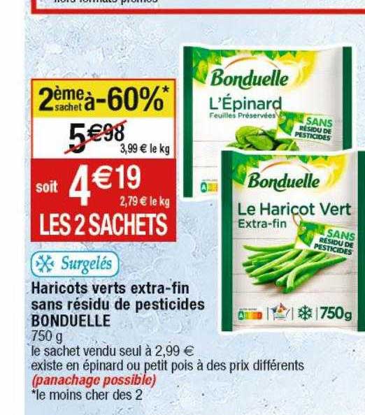 haricots verts extra-fin sans résidu de pesticides bonduelle