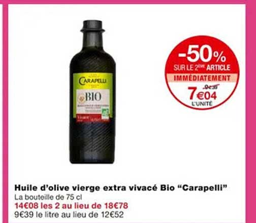 huile d'olive vierge extra vivacé bio "carapelli"