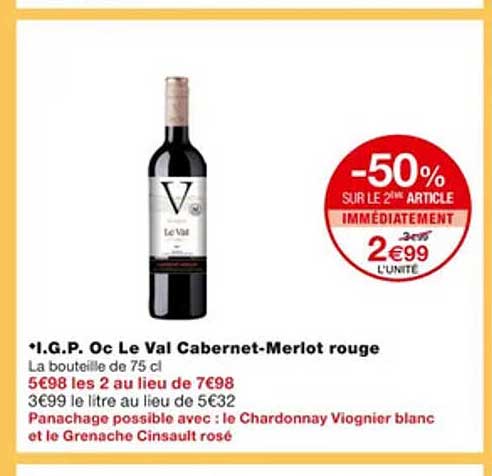 i.g.p. oc le val cabernet-merlot rouge