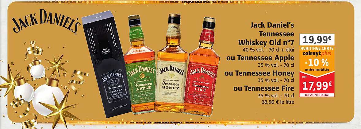 Jack Daniel's Tennessee Whiskey Old N°7 Ou Tennessee Apple Ou Tennessee Honey Ou Tennessee Fire