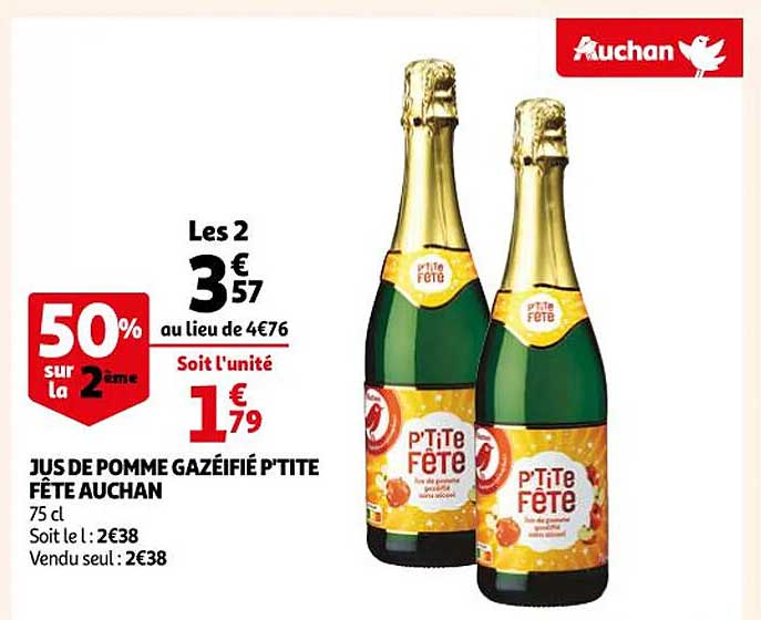 Jus De Pomme Gazéifié P'tite Fête Auchan