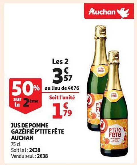 jus de pomme gazéifié p'tite fête auchan