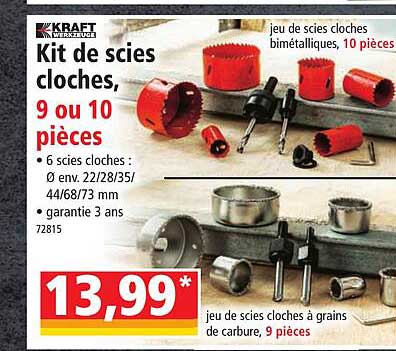 kit de scies cloches, 9 ou 10 pièces kraft werkzeuge