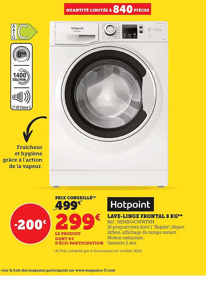 lave-linge frontal 8 kg hotpoint