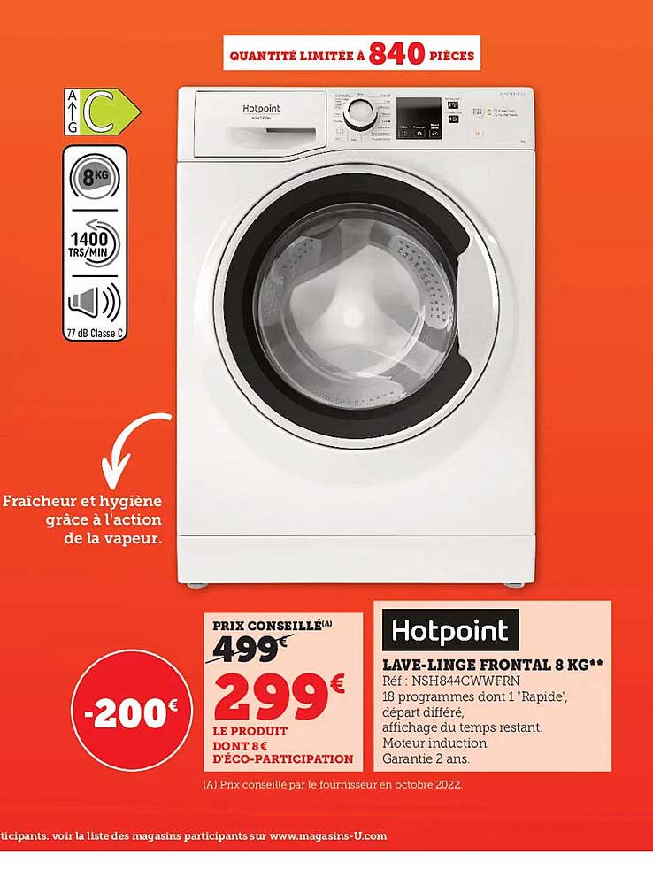 lave-linge frontal 8 kg hotpoint