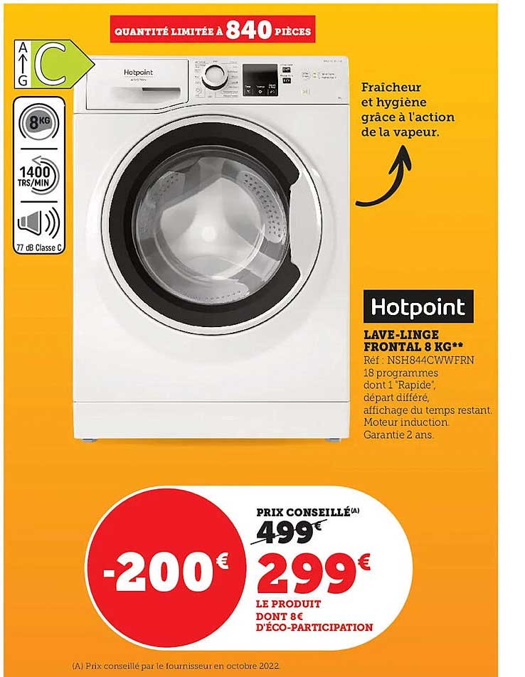 lave-linge frontal 8 kg hotpoint