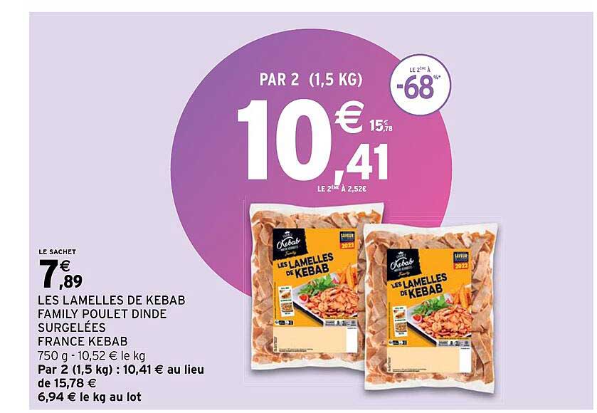 Les Lamelles De Kebab Family Poulet Dinde Surgelées France Kebab