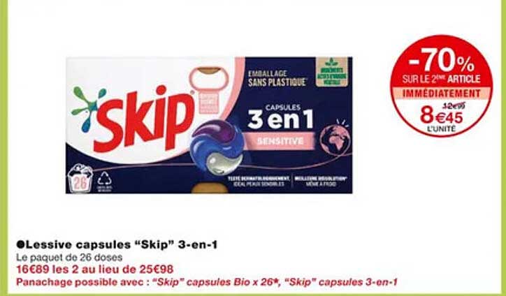 Lessive Capsules "skip" 3-en-1