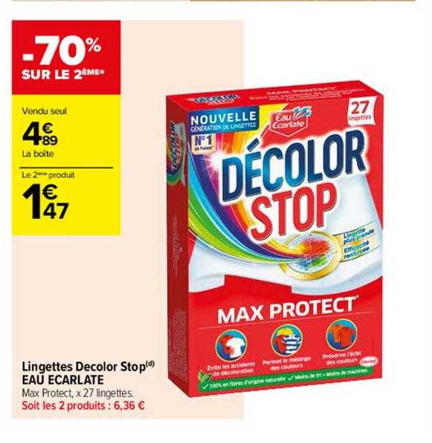 Lingettes Décolor Stop Eau écarlate