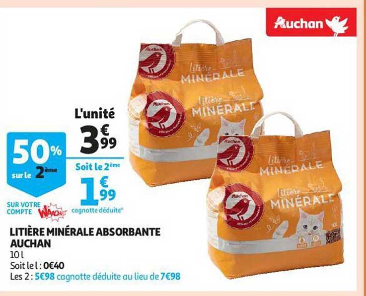 Litière Minérale Absorbante Auchan