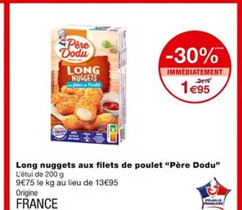 long nuggets aux filets de poulet "père dodu"