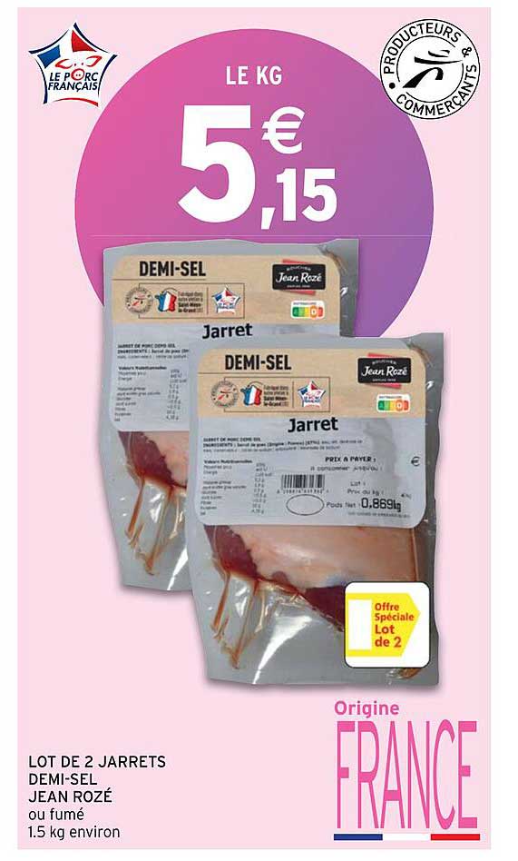 lot de 2 jarrets demi-sel jean rozé