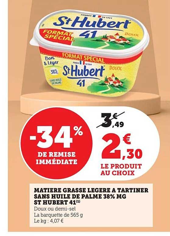 matière grasse légère à tartiner sans huile de palme 38% mg st hubert 41
