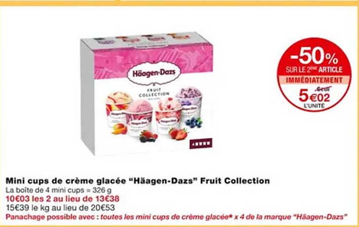 mini cups de crème glacée "häagen-dazs" fruit collection