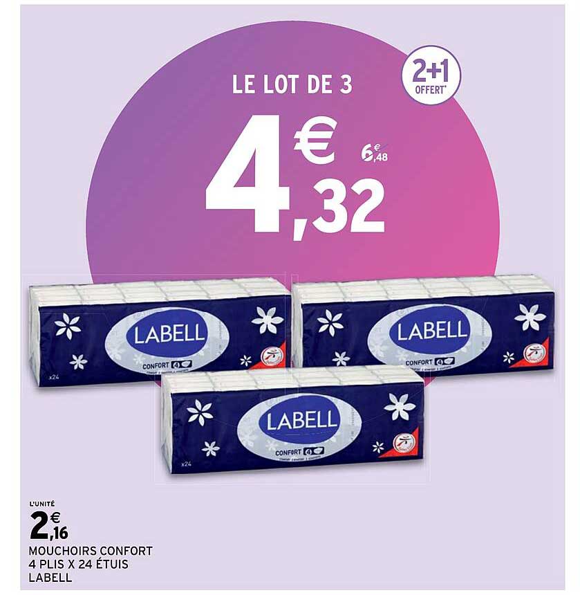 mouchoirs confort 4 plis x 24 étuis labell