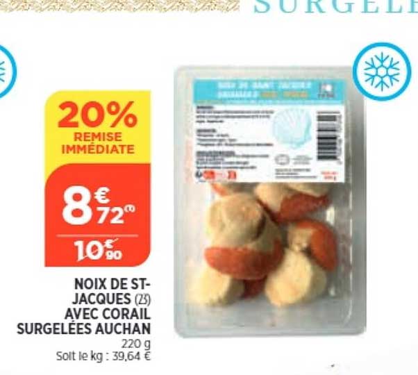 noix de st-jacques avec corail surgelées auchan
