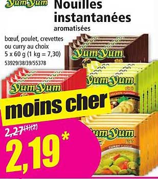 nouilles instantanées aromatisées yum yum