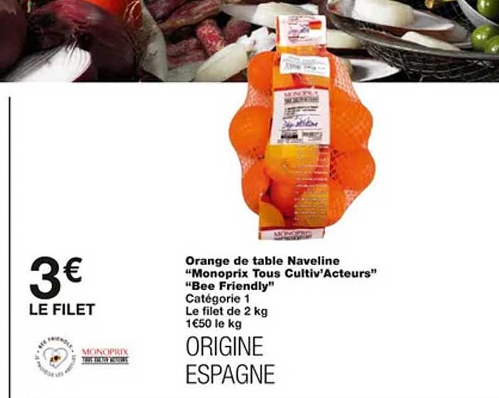 orange de table naveline "monoprix tous cultiv'acteurs" "bee friendly"