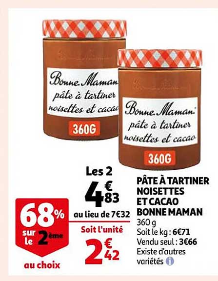 pâte à tartiner noisettes et cacao bonne maman